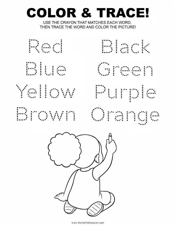 Color words tracing activity